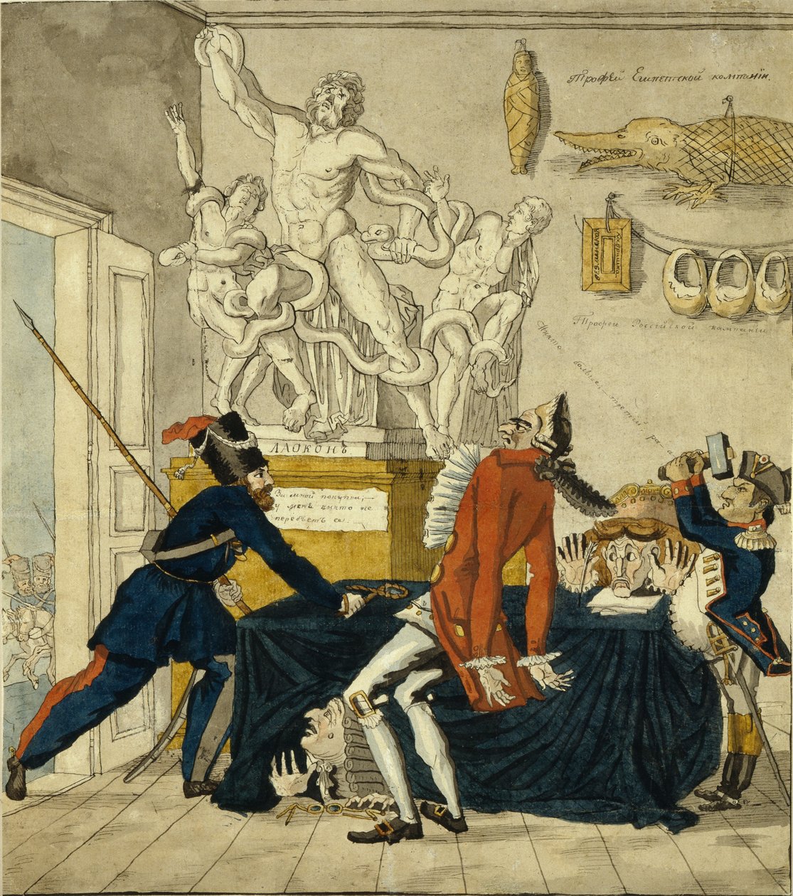 Napoleon Bonaparte säljer stulna varor, 1813 av Ivan Ivanovich Terebenev