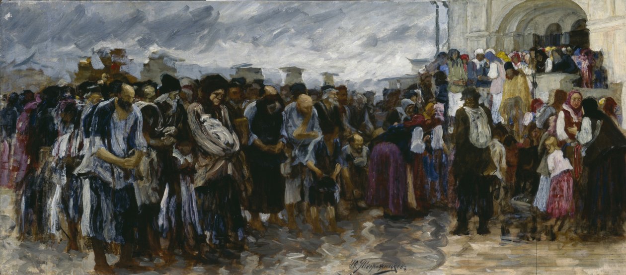 Tiggare vid kyrkan, 1889 av Ivan Ivanovich Tvorozhnikov