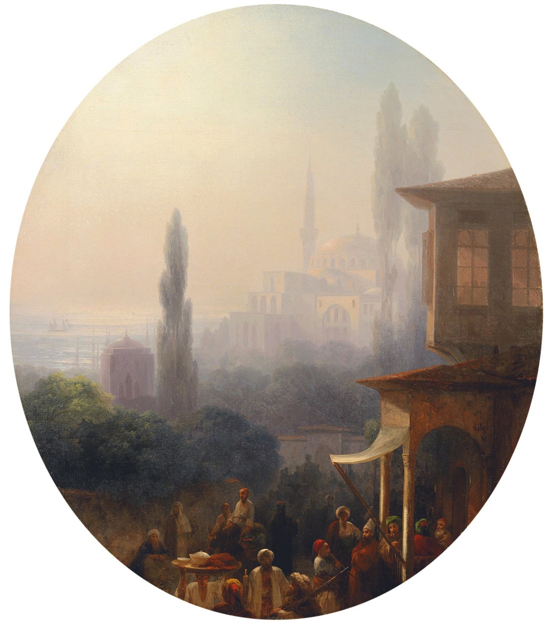 En marknadsscen i Konstantinopel, med Hagia Sofia bortom, 1860 av Ivan Konstantinovich Aivazovsky