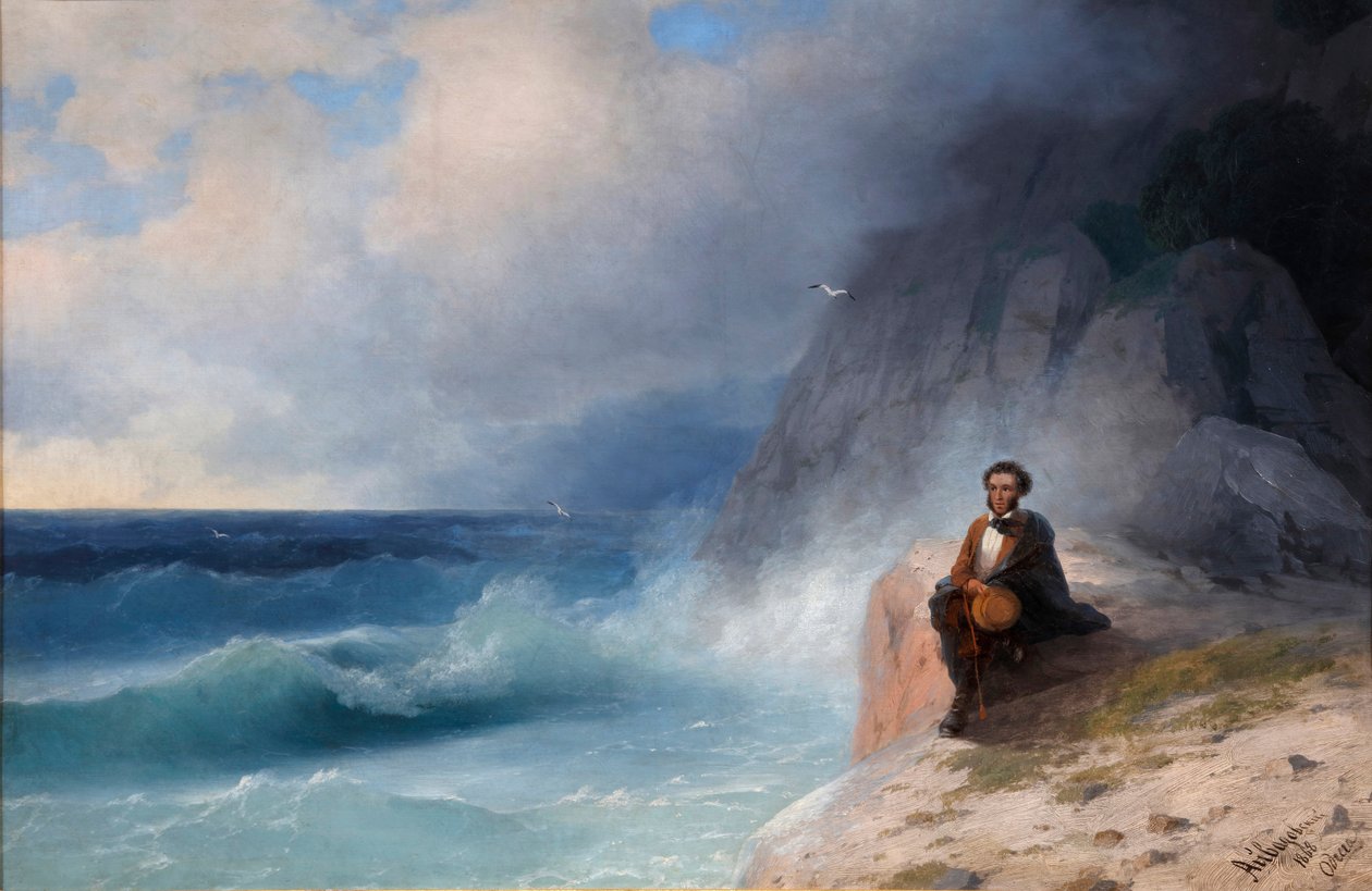 Alexander Pushkin vid Svarta havet, 1868. av Ivan Konstantinovich Aivazovsky