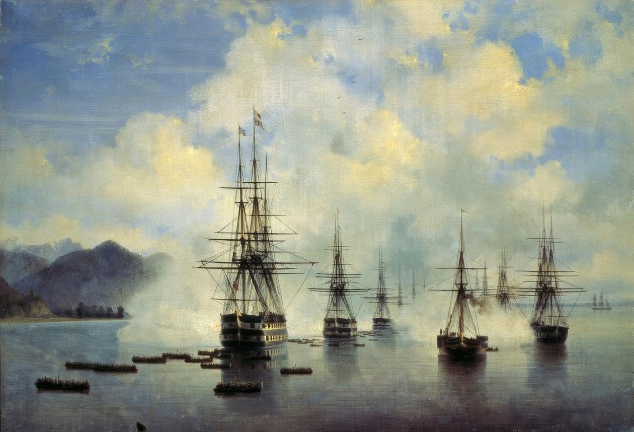 General N.Raewskis landstigning i Subaschi i juli 1839. av Ivan Konstantinovich Aivazovsky