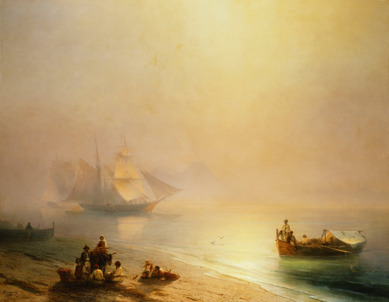 Fiskare vid havet, Neapelbukten, 1873 av Ivan Konstantinovich Aivazovsky