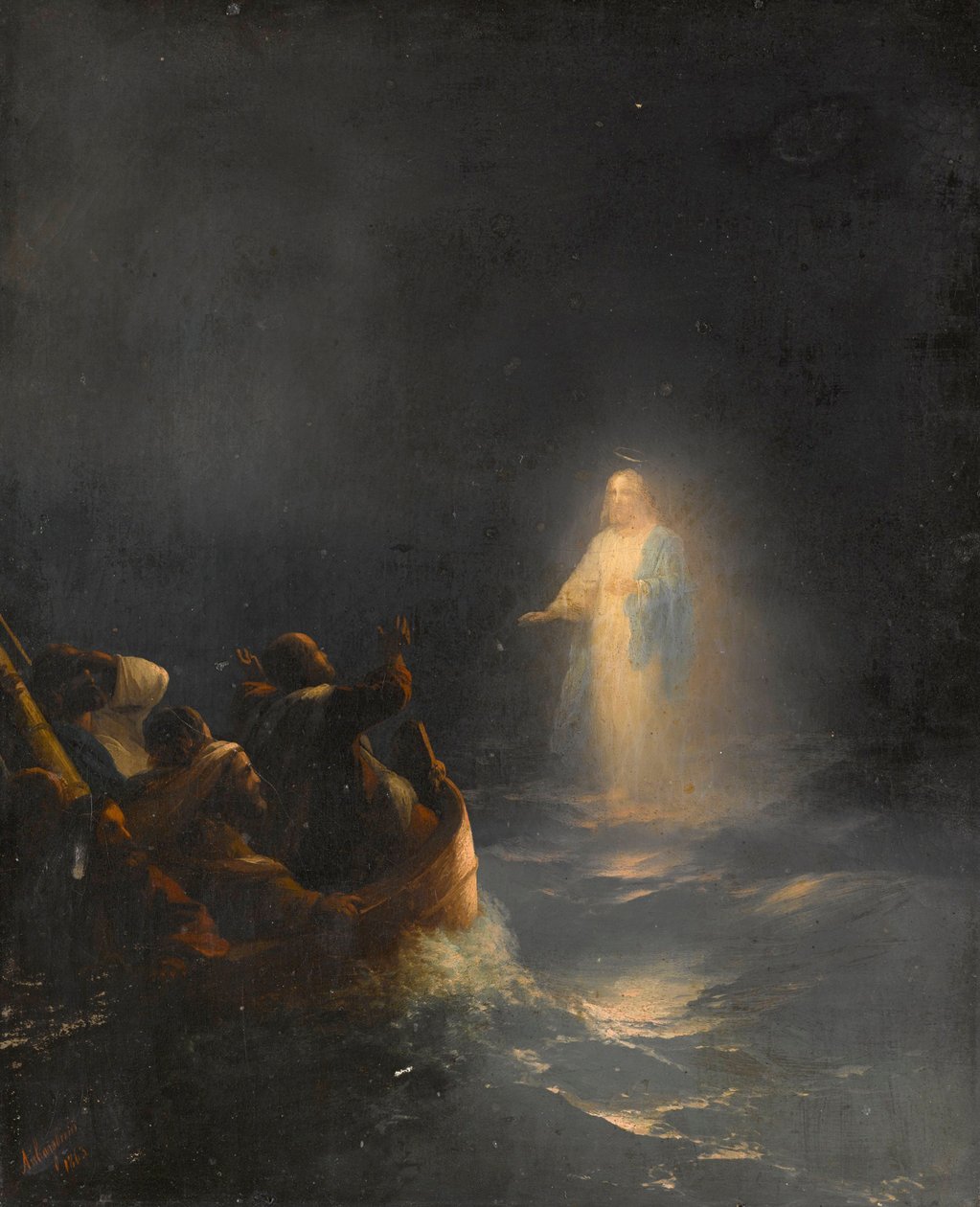 Jesus går på vattnet - Jesus går på vattnet, av Aivazovsky, Ivan Konstantinovich (1817-1900). olja på duk av Ivan Konstantinovich Aivazovsky