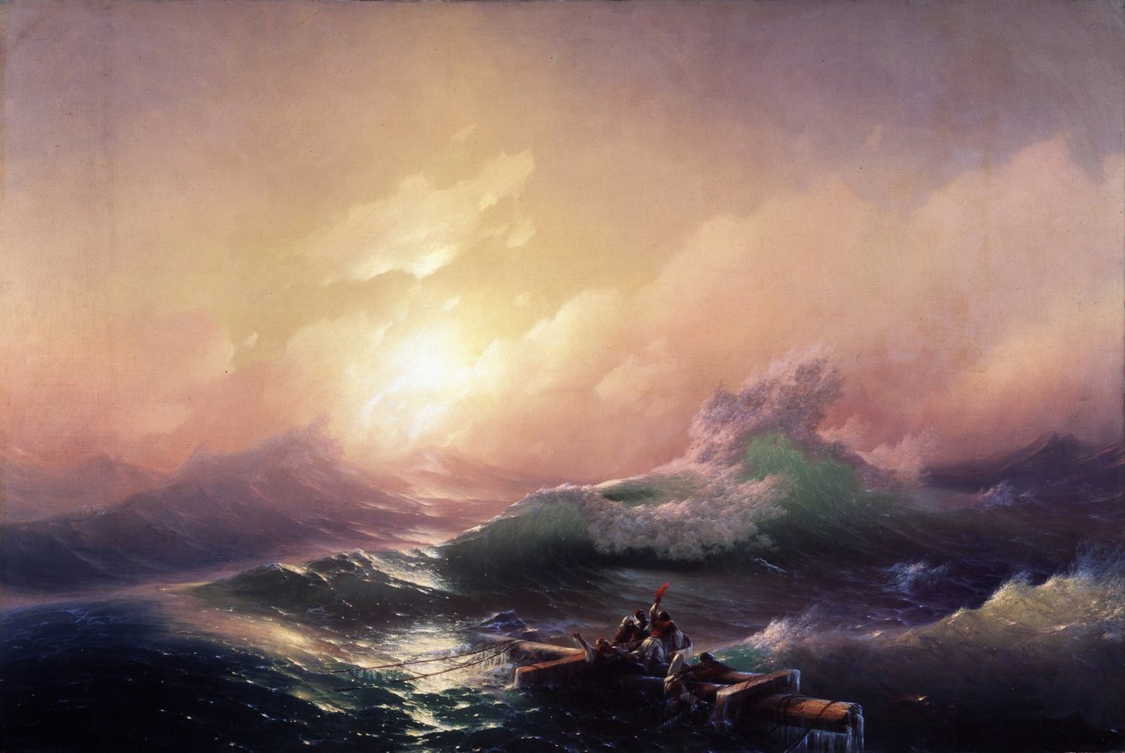 La neuvieme vague (Nionde vågen). Peinture av Ivan Konstantinovich Aivazosky (Ivan Konstantinovitch Aivazovski av Ivan Konstantinovich Aivazovsky