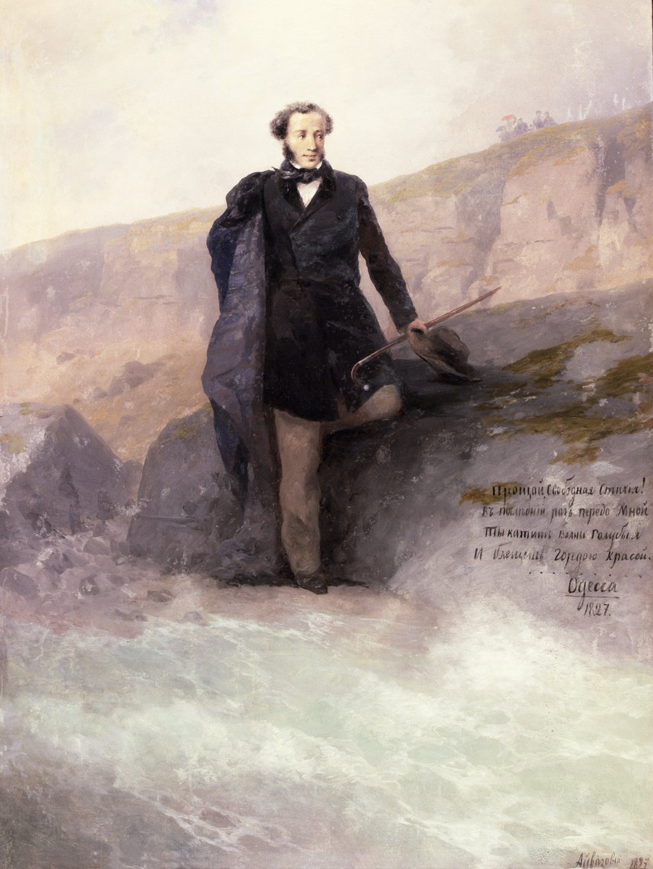 Pushkin (1799-1837) vid Svarta havets strand, 1897 av Ivan Konstantinovich Aivazovsky