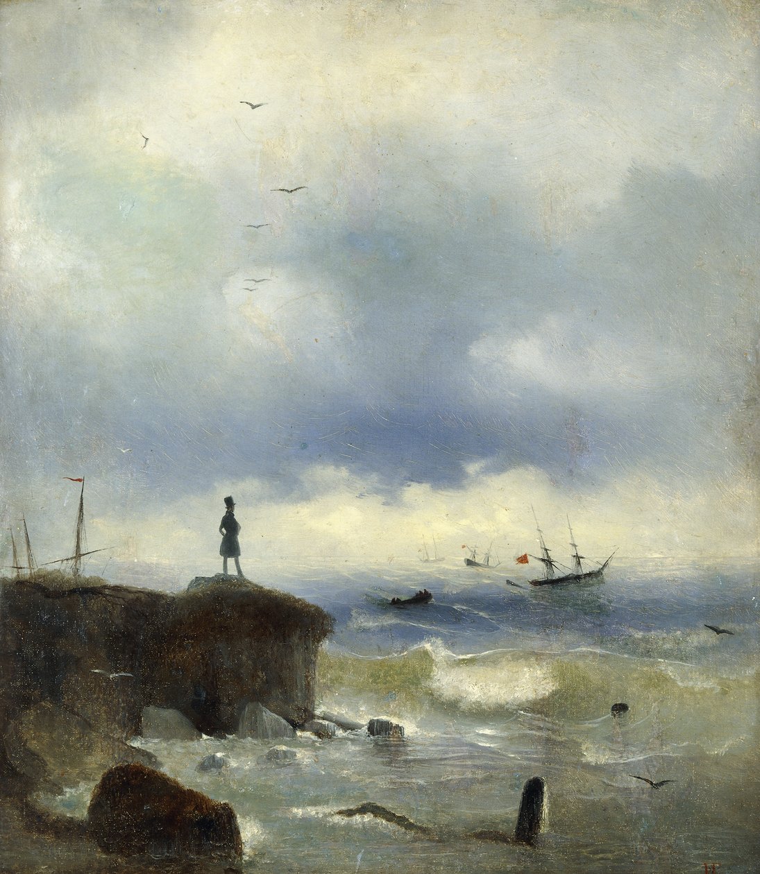 Pushkin tittar på Svarta havet, 1838 av Ivan Konstantinovich Aivazovsky