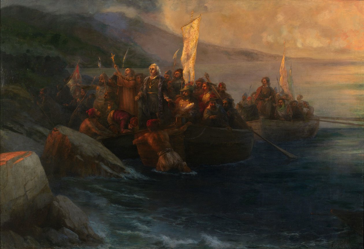 Christopher Columbus landstigning på San Salvador, 12 oktober 1492, 1892 av Ivan Konstantinovich Aivazovsky