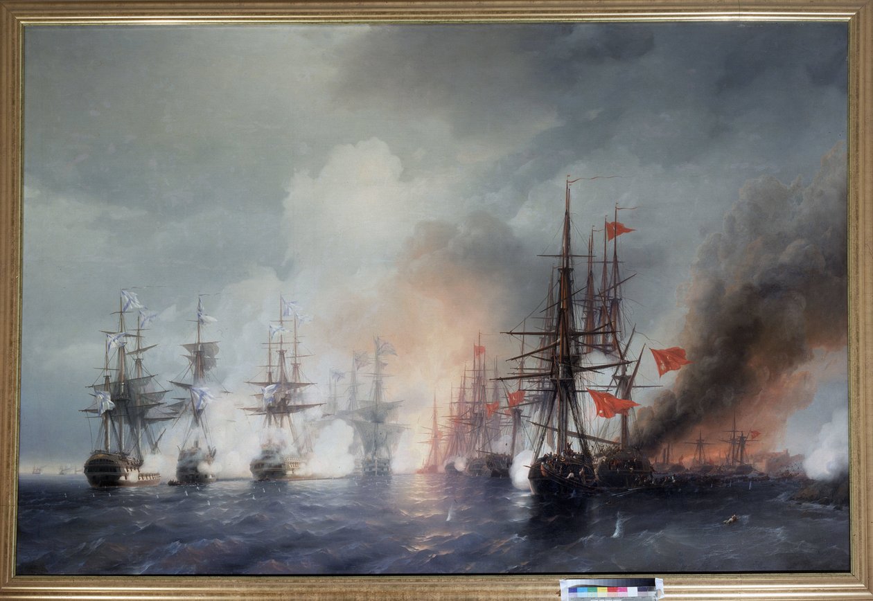Slaget vid Sinop den 30 november 1853 av Ivan Konstantinovich Aivazovsky