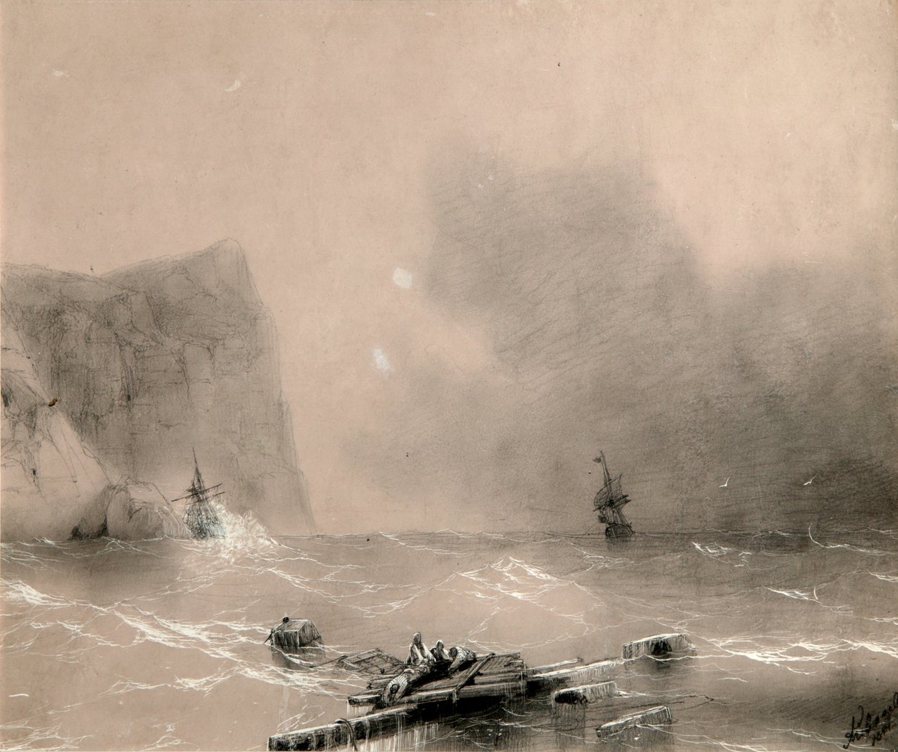 Katastrofen för den brittiska flottan utanför Balaclavas kust den 14 november 1854, 1854 av Ivan Konstantinovich Aivazovsky