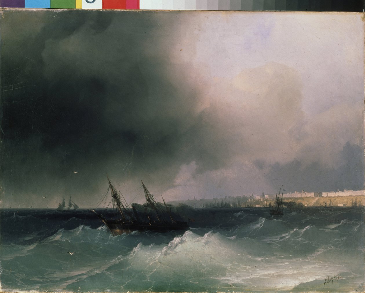 Vy över Odessa från havet (Ukraina). Målning av Ivan Konstantinovich Aivazovsky (1817-1900). Olja på duk, 45 x 58 cm av Ivan Konstantinovich Aivazovsky