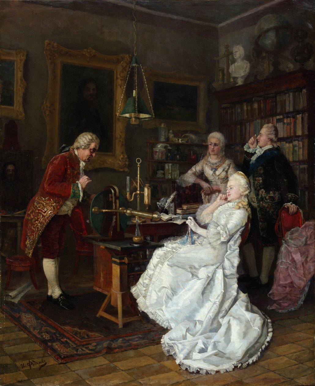 Kejsarinnan Katarina II besökte den lärde Mikhail Lomonosov, 1884 av Ivan Kuzmich Fyodorov
