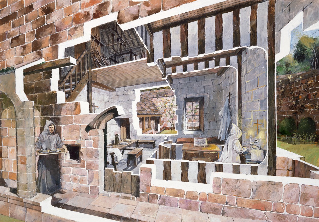 Munks cell, Mount Grace Priory, c1400-talet, c1990-2010 av Ivan Lapper
