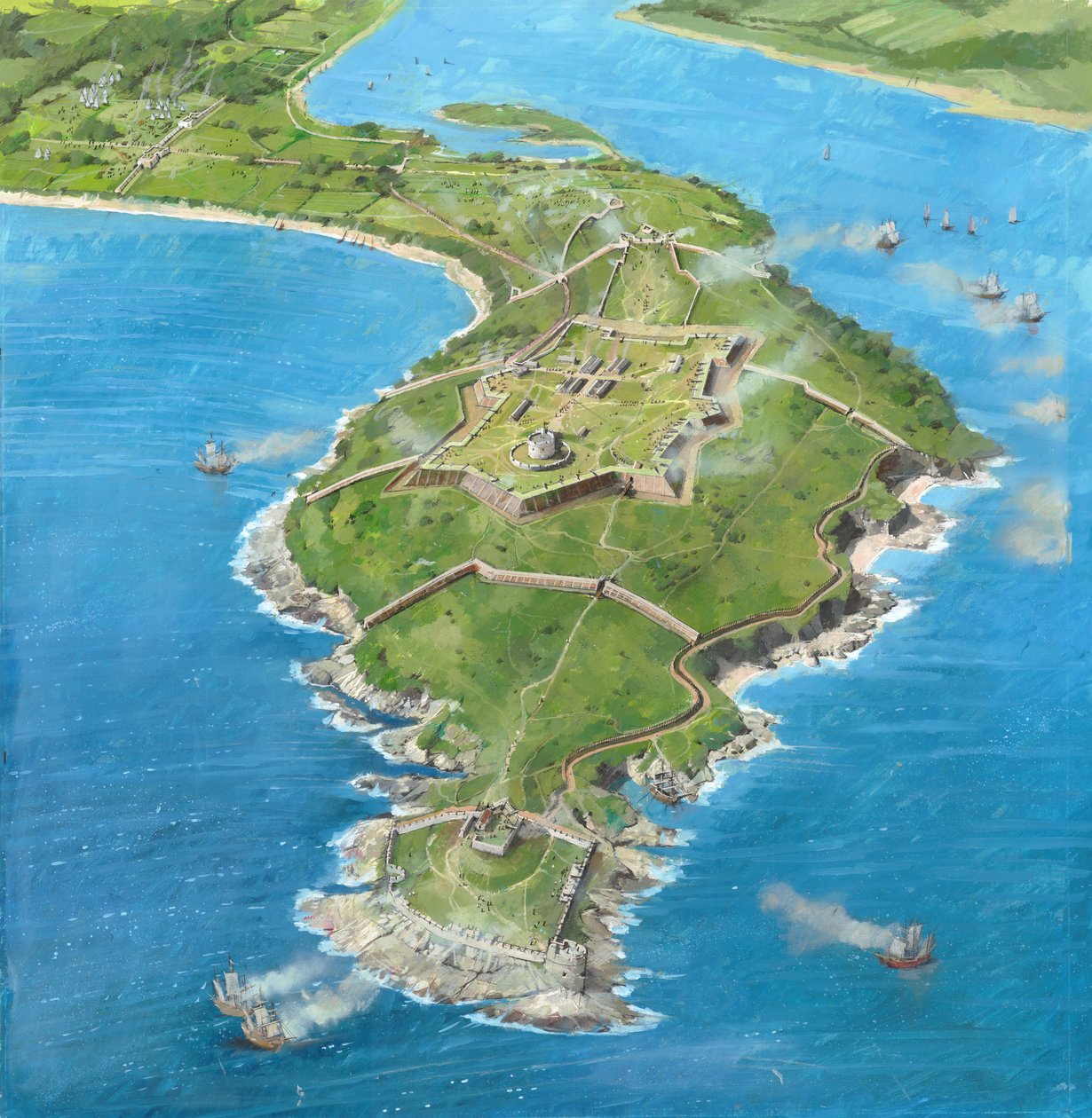 Pendennis slott under belägringen av 1646, c1990-2010 av Ivan Lapper