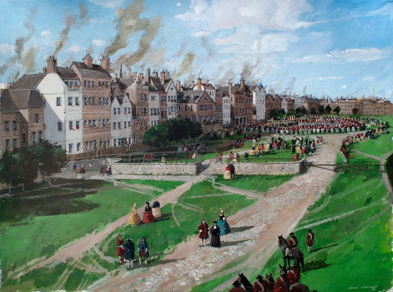 Rekonstruerad vy av Tower Hill som visar avrättningen av Lord Lovat 1747 av Ivan Lapper