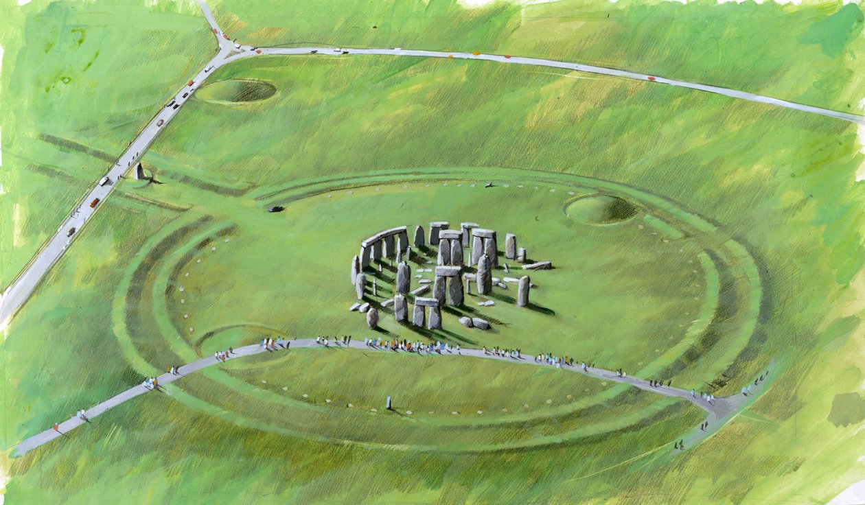 Stonehenge: illustration som visar platsen i dagsläget av Ivan Lapper