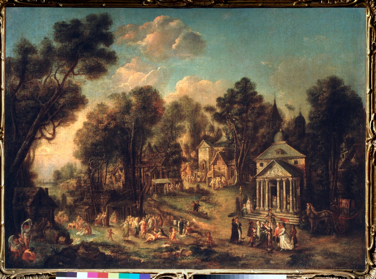 Temple Celebration - Målning av Ivan Michailovich Tankov (Tonkov) (1740-1799), olja på duk av Ivan Michailovich Tankov