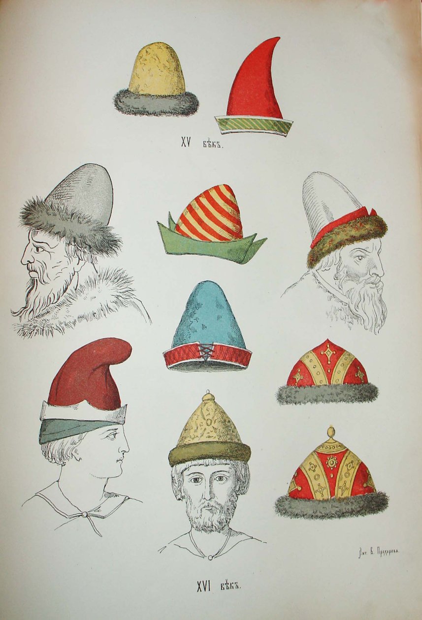 Ryska huvudbonader från 1400- och 1500-talen, 1850-1852 av Ivan Mikhaylovich Snegirev