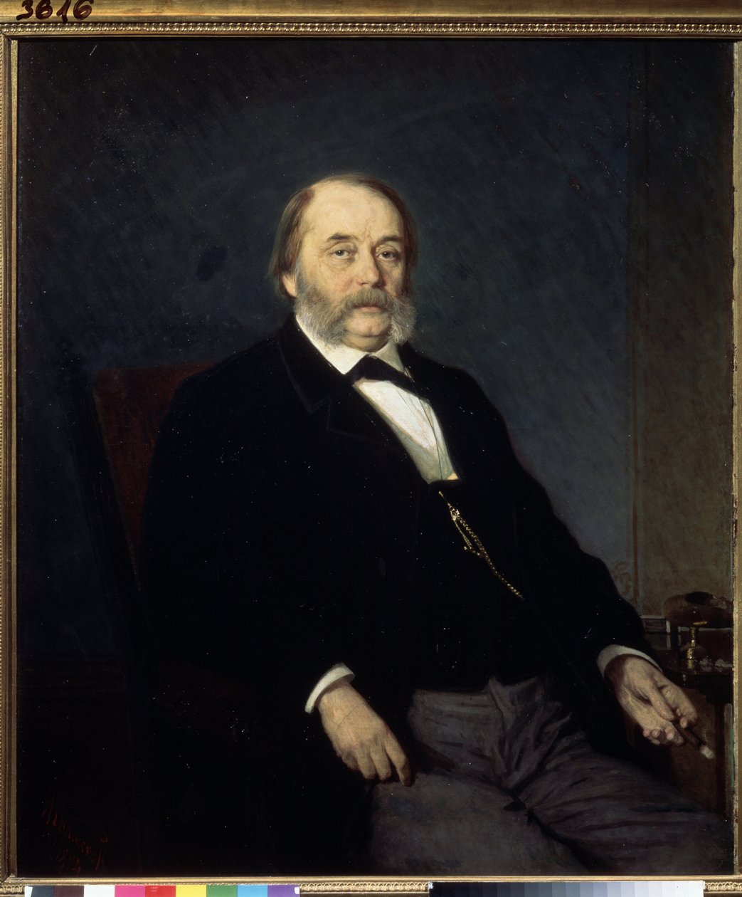 Porträtt av författaren Ivan Goncharov (1812-1891) (Porträtt av författaren I.Goncharov). Målning av Ivan Nikolayevich Kramskoi (1837-1887), olja på duk av Ivan Nikolaevich Kramskoy