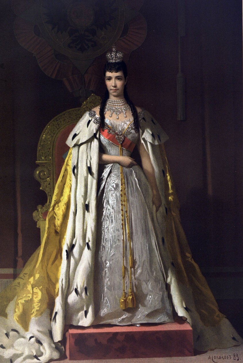 Kröningsalbum av tsar Alexander III av Ryssland (1845-1894) och kejsarinnan Maria Feodorovna (Dagmar av Danmark) (1847-1928) - Kröningsporträtt av kejsarinnan Maria Feodorovna, prinsessan Dagmar av Danmark (Från kröningsalbumet) av Ivan Nikol av Ivan Nikolaevich Kramskoy