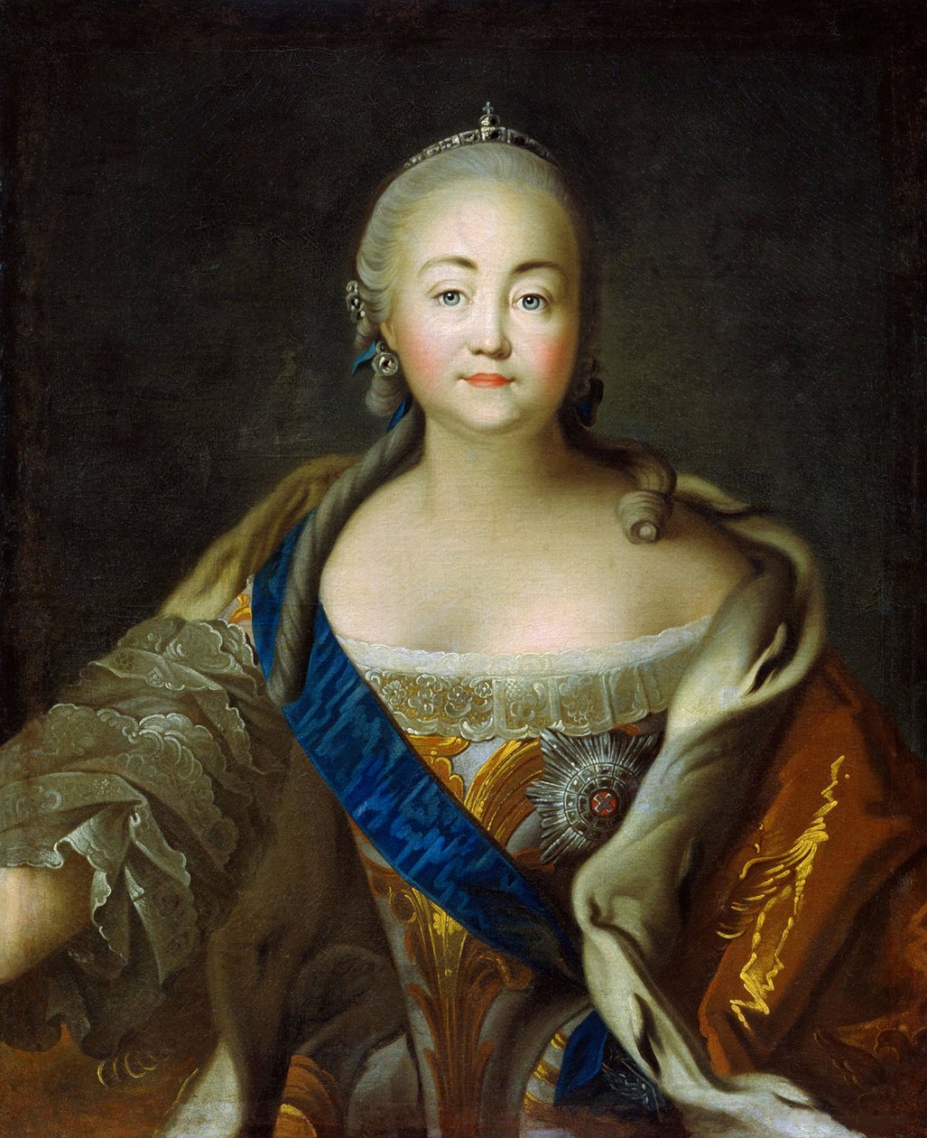 Porträtt av kejsarinnan Elisabeth 1709-1762, 1750-1760-talen. av Ivan Petrovich Argunov
