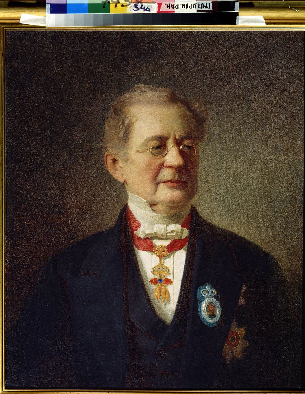 Porträtt av kansler prins Alexander Mikhailovich Gorchakov (Aleksandre Gortchakov) (1798-1883). Peinture av Ivan Petrovich Keller Viliandi (Keller-Viliandi av Ivan Petrovich Keler Viliandi