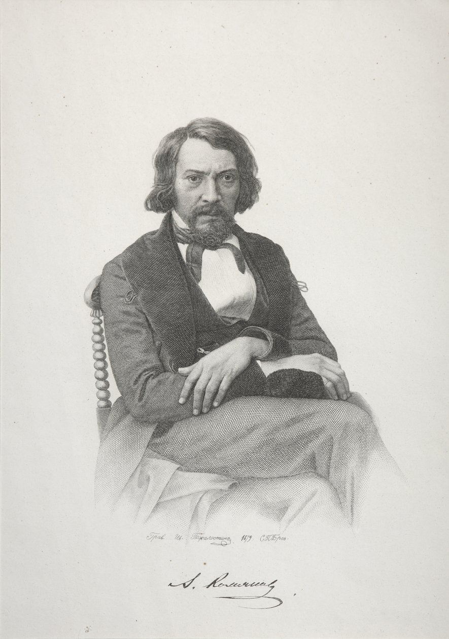 Porträtt av Alexei Stepanovich Khomyakov, 1879 av Ivan Petrovich Pozhalostin
