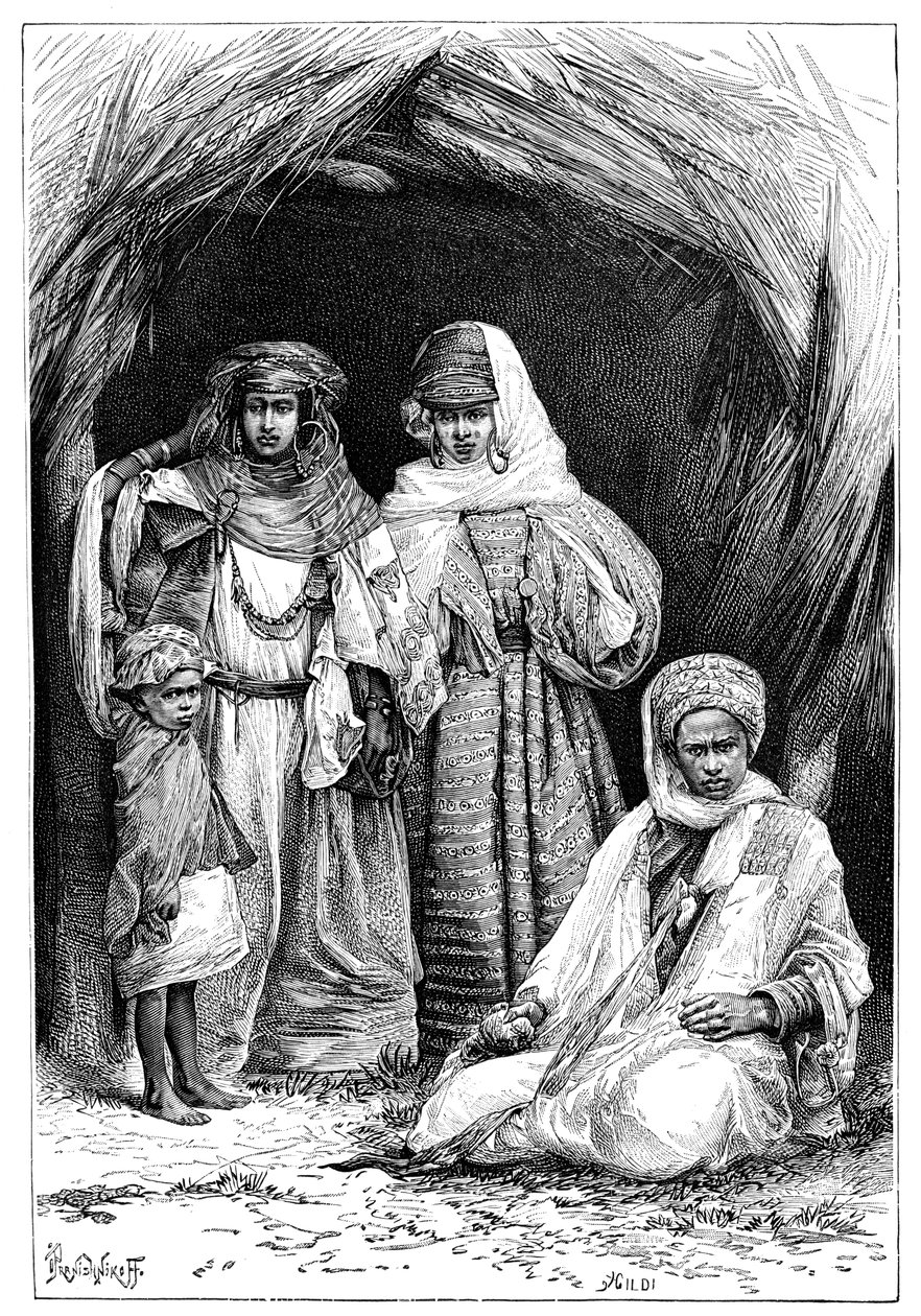 En Khumir man, kvinna och barn, Nordafrika, 1895. av Ivan Pranishnikoff