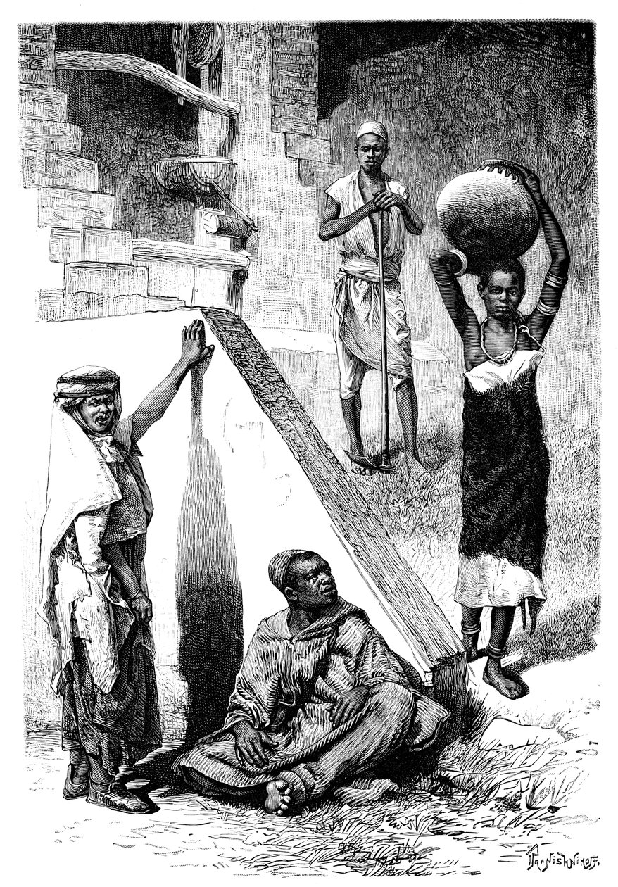 Sudanesiska araber och en kvinnlig Shilluk-slav, Sudan, 1895. av Ivan Pranishnikoff