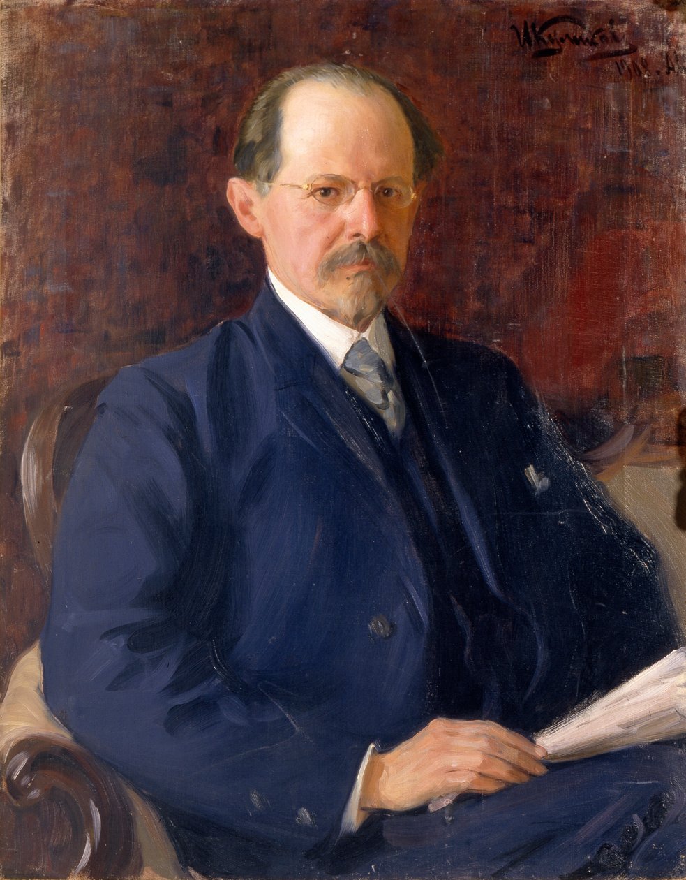 Porträtt av Sergey Ivanovich Senkov, 1908 av Ivan Semyonovich Kulikov