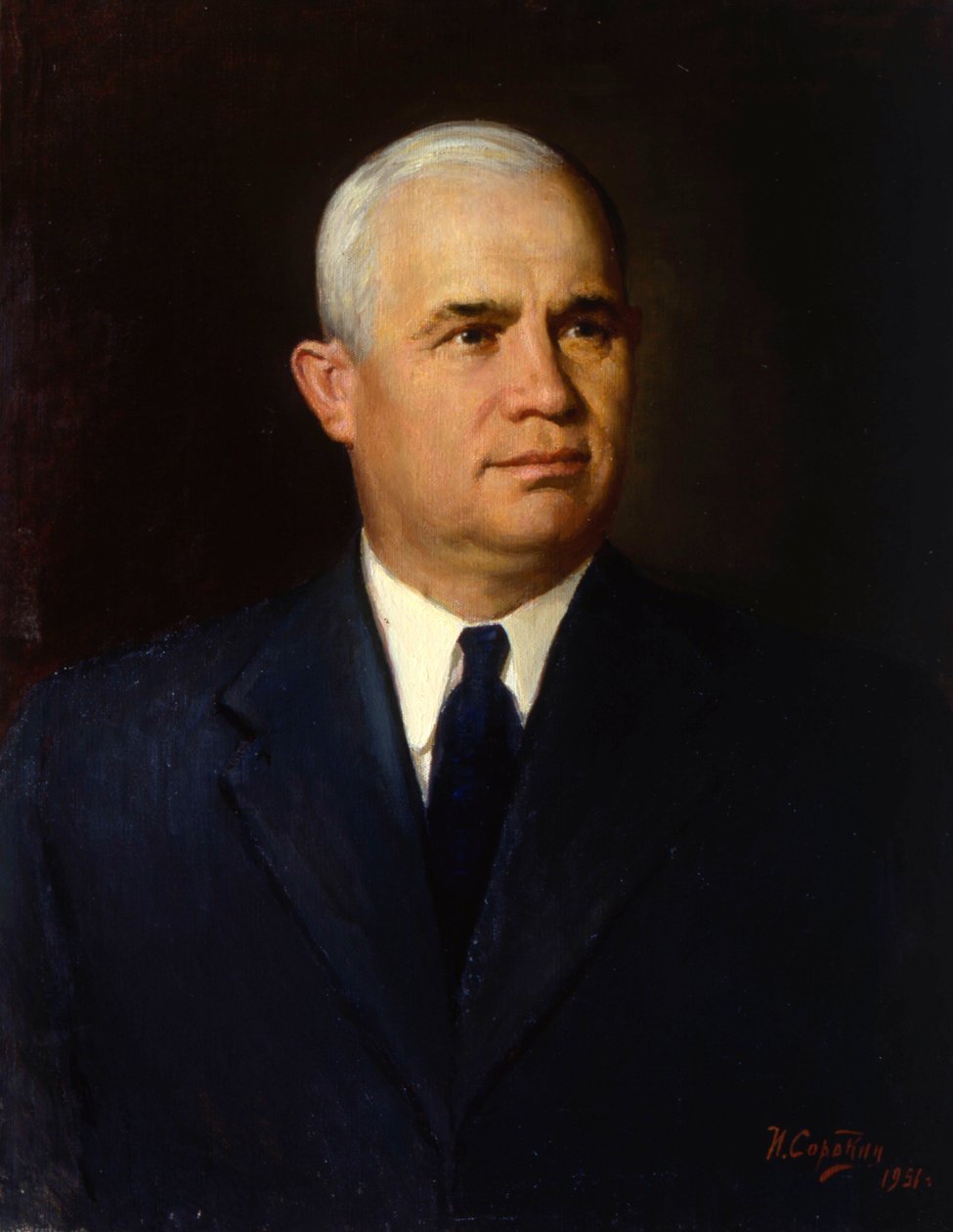 "Porträtt av politikern Nikita Sergejevitj Chrusjtjov", 1951 av Ivan Semyonovich Sorokin
