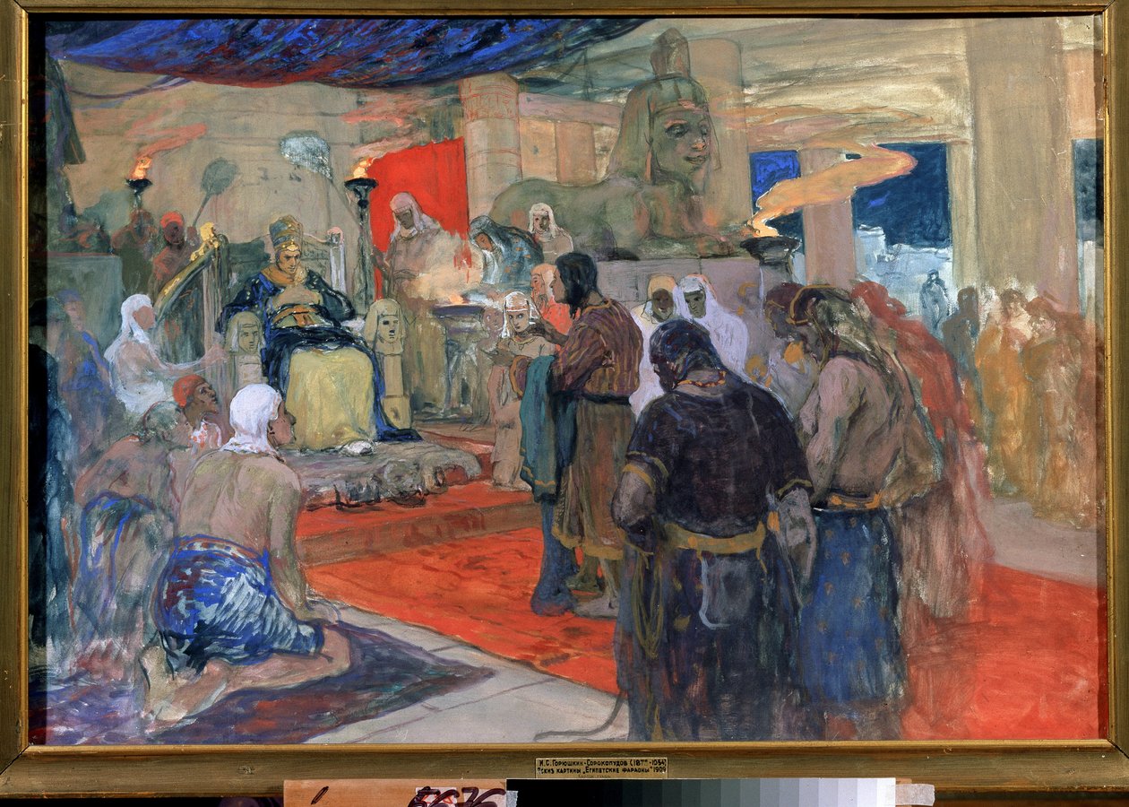 Egyptisk antikvitet: "en farao framför sitt hov", ca 1900 av Ivan Silych Goriuschkin Sorokopudov