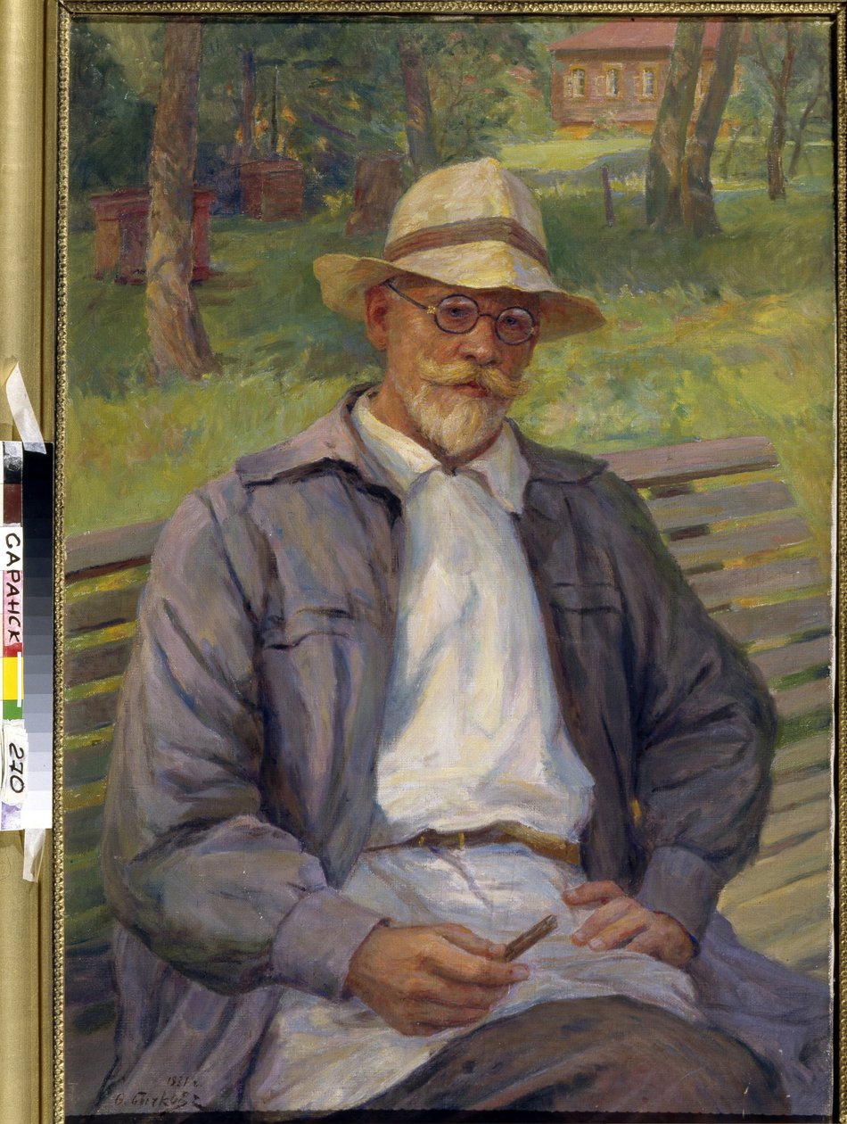 Porträtt av målaren Ivan Gorshkin Sorokopudov, 1900-talet (olja på duk) av Ivan Silych Goriuschkin Sorokopudov