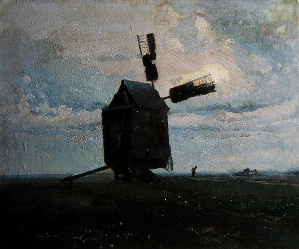 Väderkvarn, ca 1930 (olja ombord) av Ivan Trusz