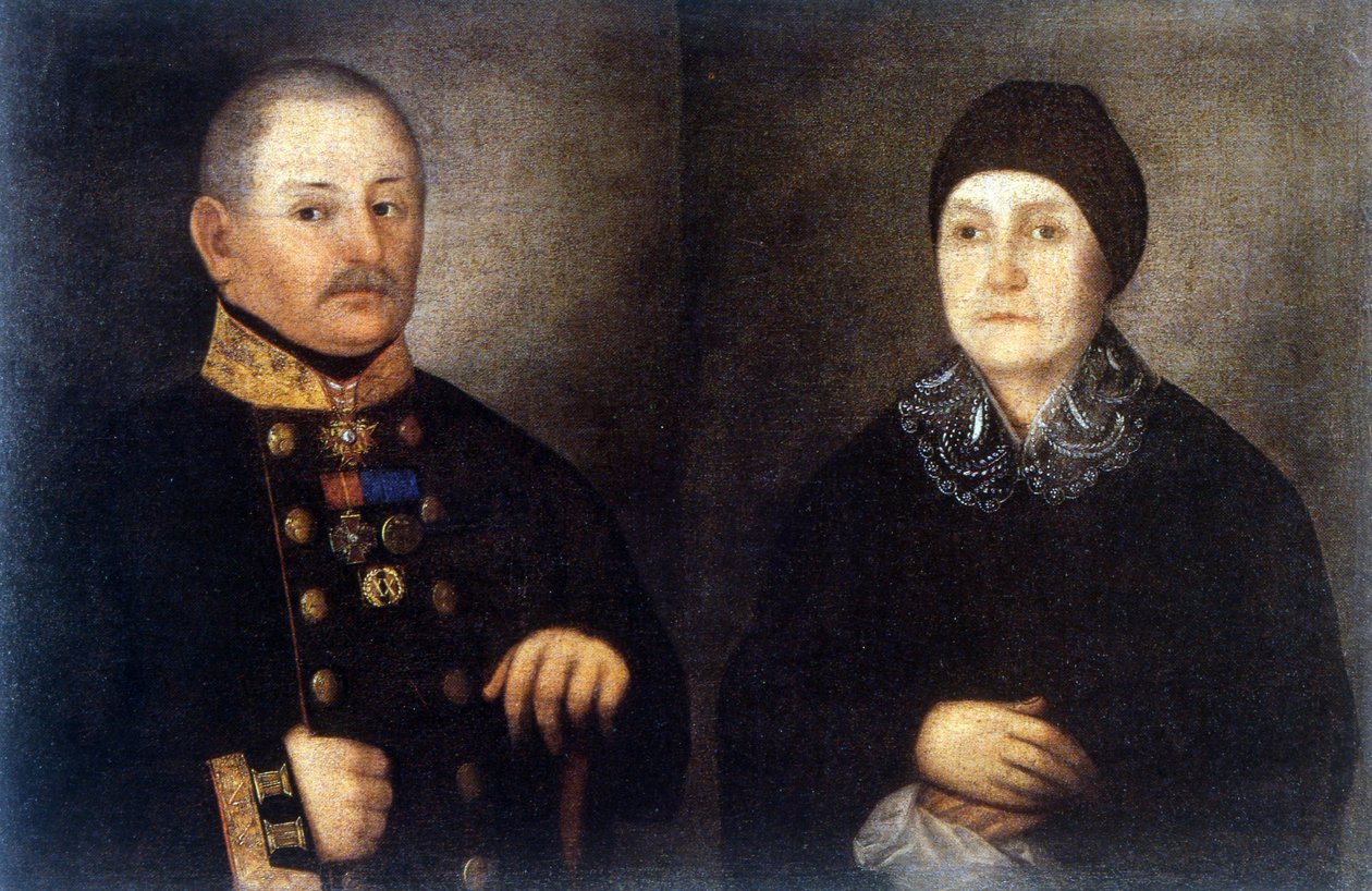 porträtt av major Kroupianov och hans fru av Ivan Vasilievich Tarkhanov