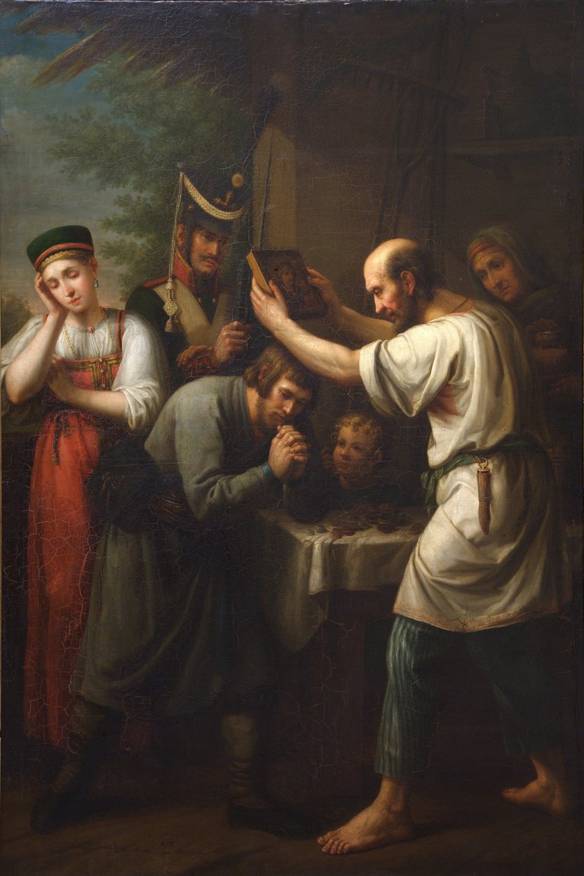 Hemvärnsmannens välsignelse 1812, 1812 av Ivan Vasilyevich Luchaninov