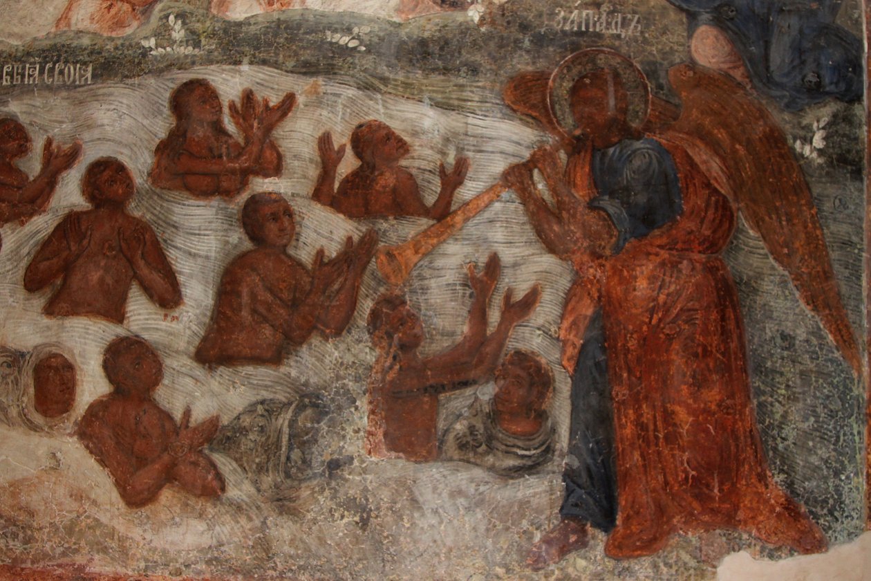 Fresk i katedralen Our Lady of the Sign, Novgorod, tidigt 1700-tal. av Ivan Yakovlevich Bakhmatov