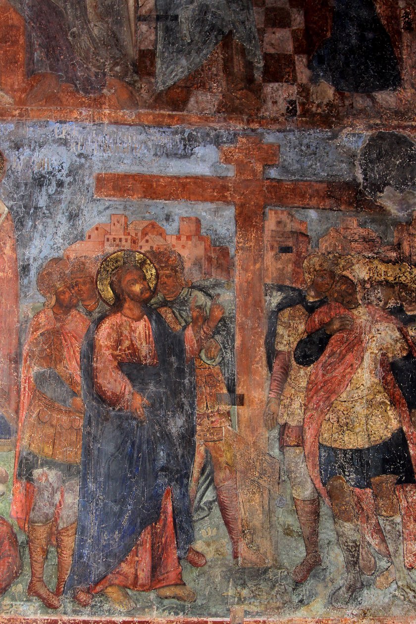 Fresk i katedralen Our Lady of the Sign, Novgorod, tidigt 1700-tal. av Ivan Yakovlevich Bakhmatov