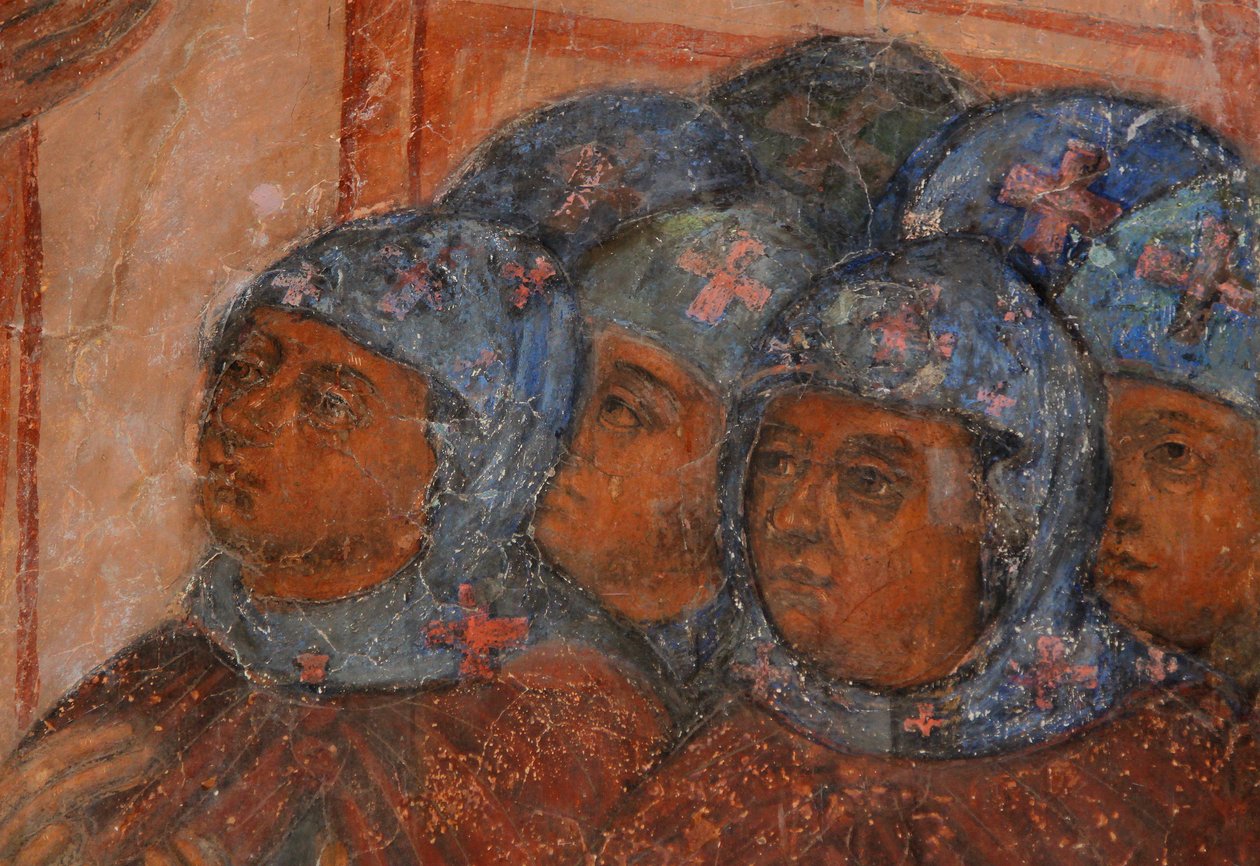 Fresk i katedralen Our Lady of the Sign, Novgorod, tidigt 1700-tal. av Ivan Yakovlevich Bakhmatov