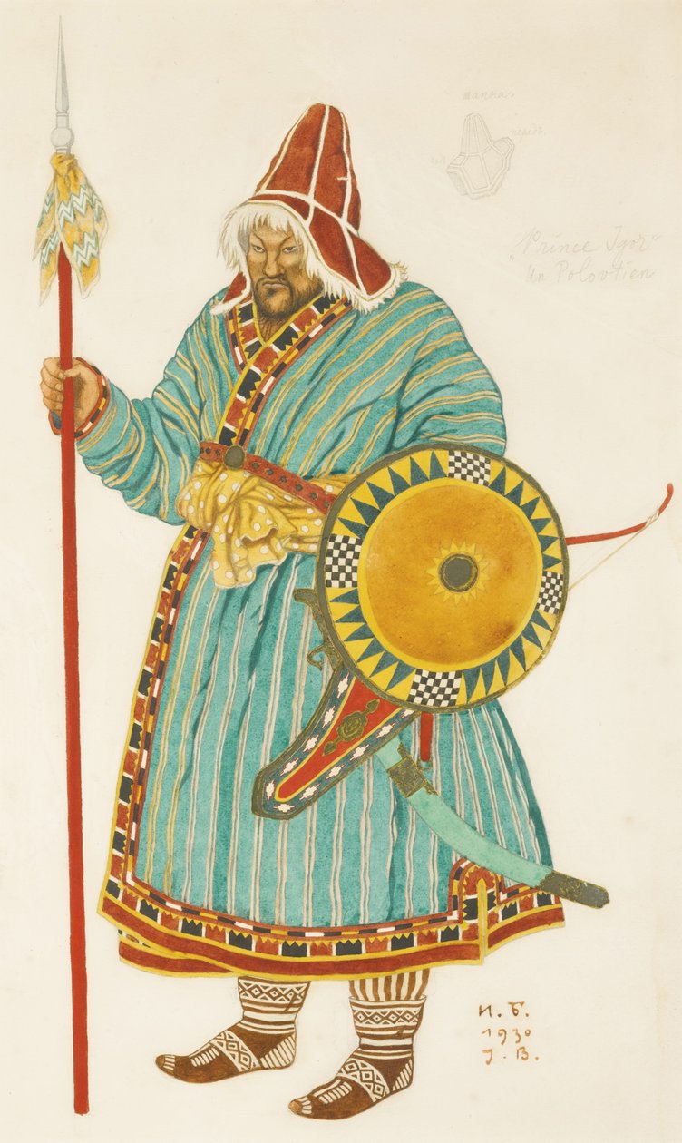 Kostymdesign för operan Prince Igor av A. Borodin, 1930 av Ivan Yakovlevich Bilibin