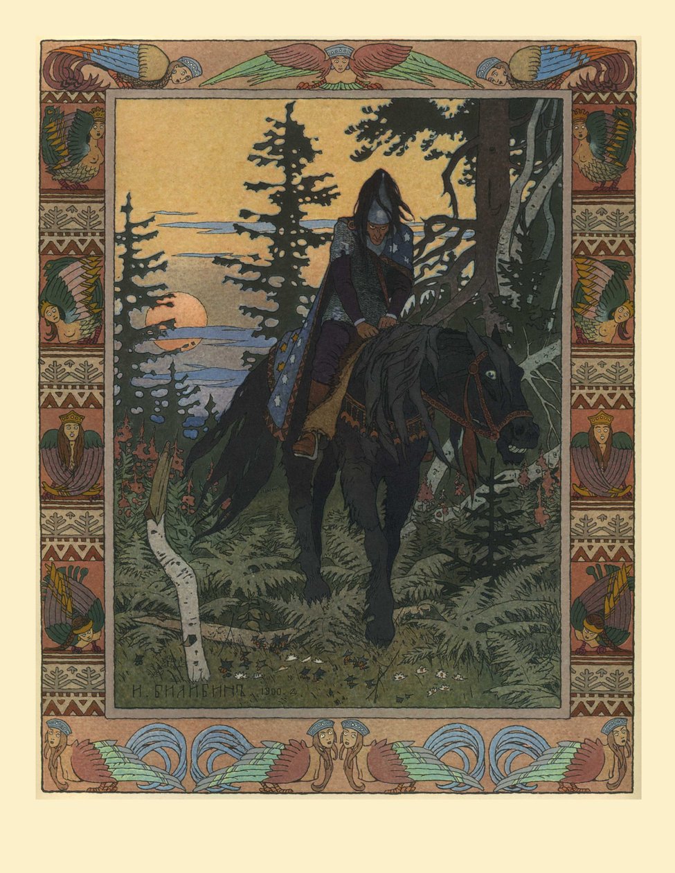 Illustration till sagan om Vasilisa den vackra och vita ryttaren, 1900 av Ivan Yakovlevich Bilibin