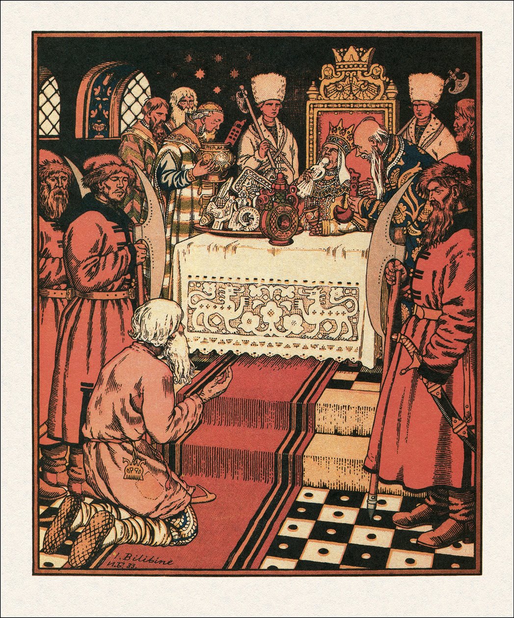 Illustration till Sagan om fiskaren och fisken, 1933 av Ivan Yakovlevich Bilibin