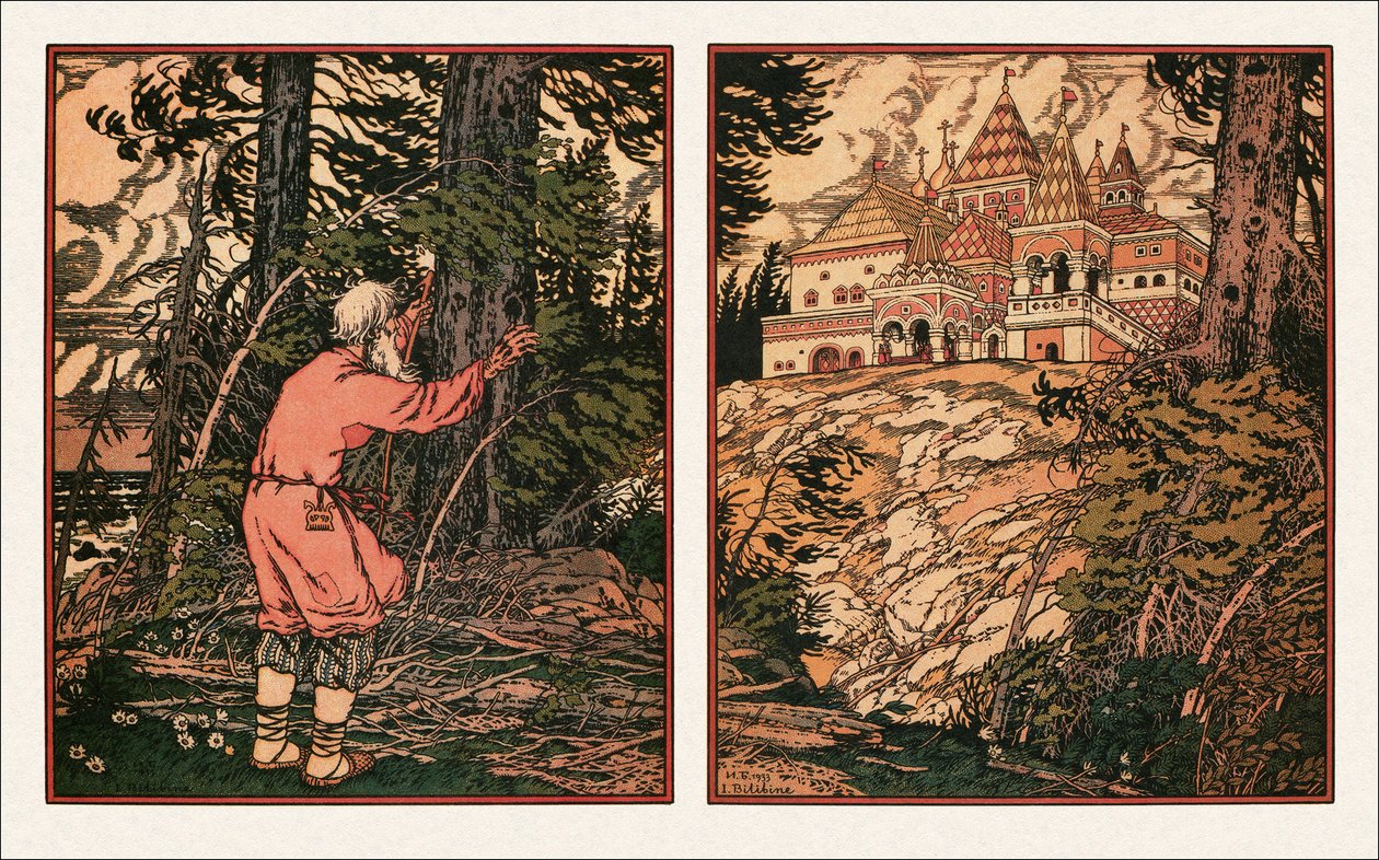 Illustration till Sagan om fiskaren och fisken, 1933 av Ivan Yakovlevich Bilibin