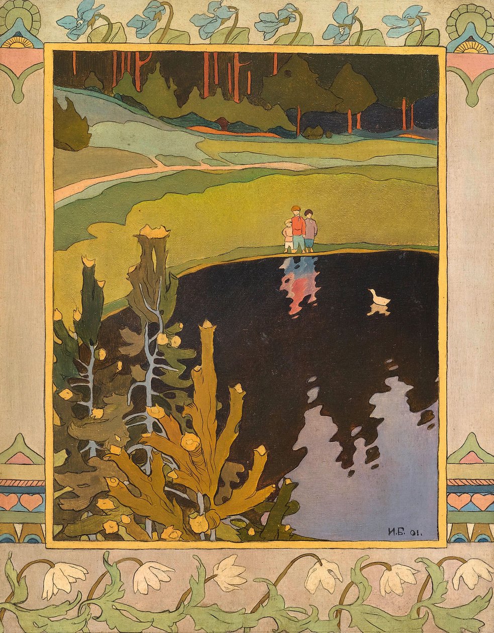 Illustration till sagan Den vita ankan, 1901. av Ivan Yakovlevich Bilibin