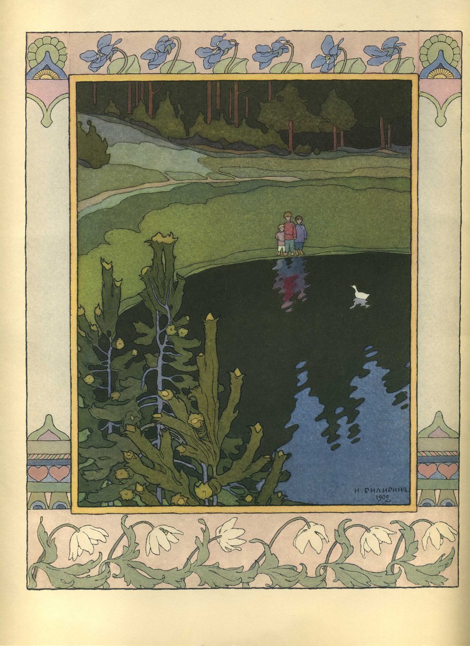 Illustration till sagan Den vita ankan, 1902 av Ivan Yakovlevich Bilibin