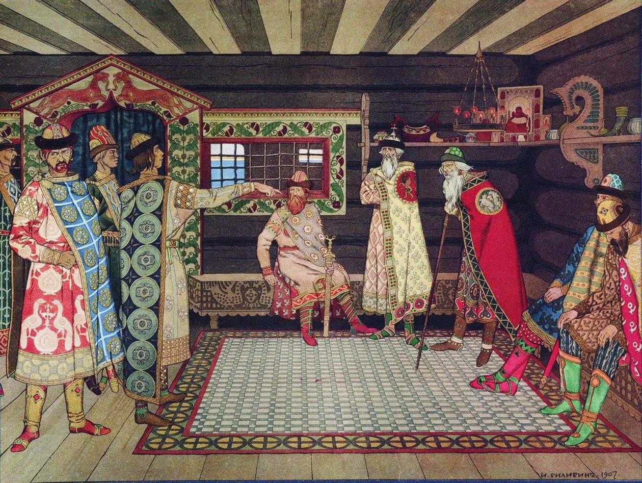 Kyivan-prinsarnas möte, 1907 av Ivan Yakovlevich Bilibin