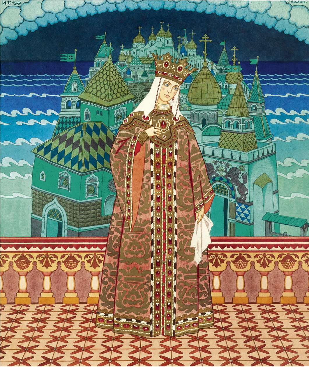 Militrissa. Kostymdesign för operan Sagan om Tsar Saltan av N. Rimsky-Korsakov av Ivan Yakovlevich Bilibin