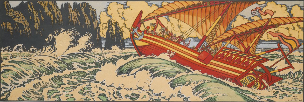 Sjömannen Sinbad. Illustration för arabiska sagor av Ivan Yakovlevich Bilibin