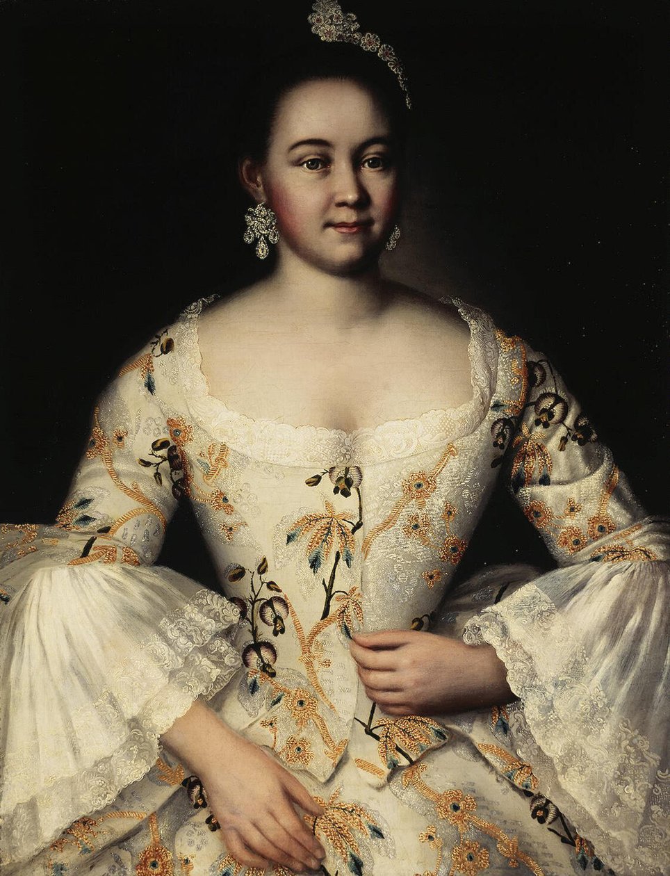 Porträtt av Stepanida Yakovleva 1738-1781, efter 1757 av Ivan Yakovlevich Vishnyakov