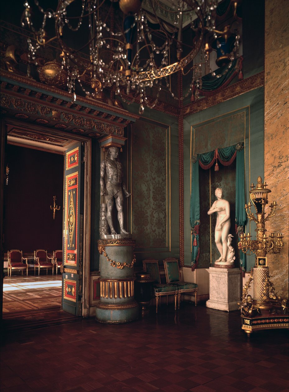 La salle bleue du palais Ostankino a Moscou (Den blå hallen i Ostankino-palatset i Moskva) - Arkitekt Ivan Yegorovich Starov (1745-1808) av Ivan Yegorovich Starov
