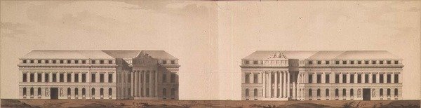 Planera för torget framför amiralitetet, ca 1770 (penna, pensel, bläck och akvarell) av Ivan Yegorovich Starov